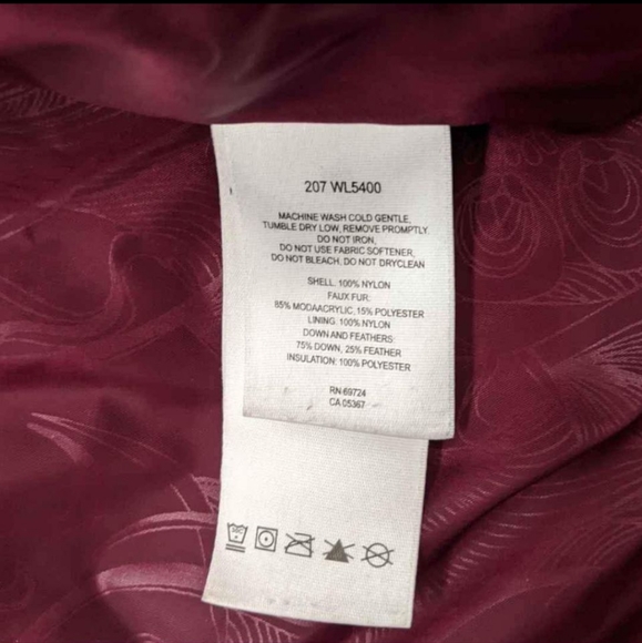 Columbia down waterproof parka burgundy long coat, women's small - Picture 9 of 10